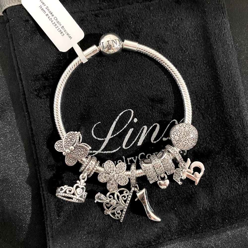Linx Snake Chain Bracelet with Sparkling Quinceanera Themed Charms